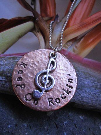 Keep On Rockin' - Hammered and Distressed Bronze Pendant