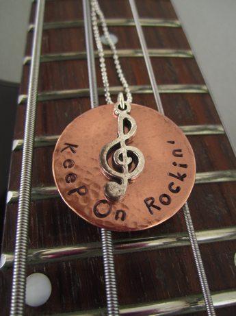 Keep On Rockin' - Hammered and Distressed Bronze Pendant