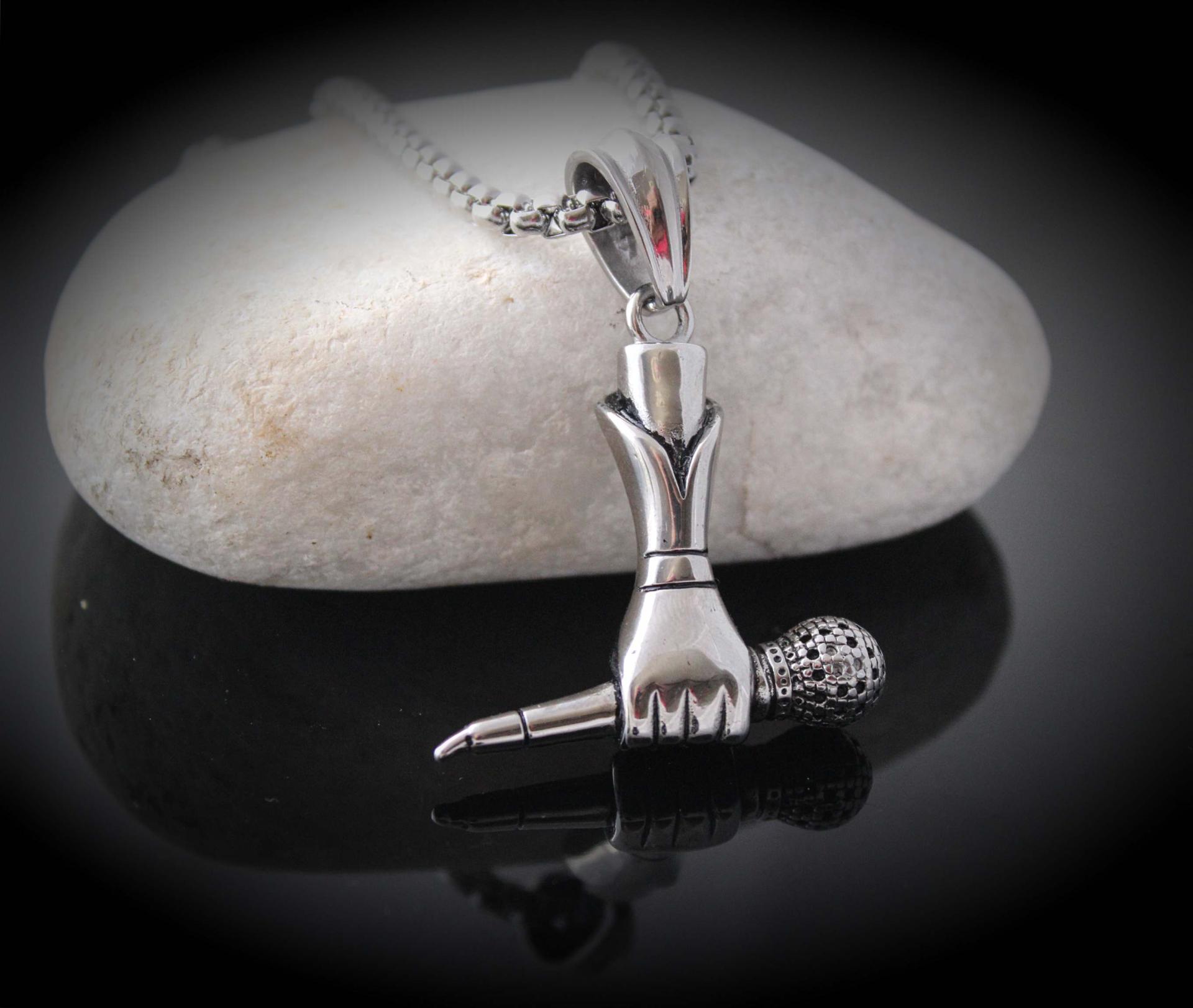 Microphone With Hand Stainless Steel Pendant