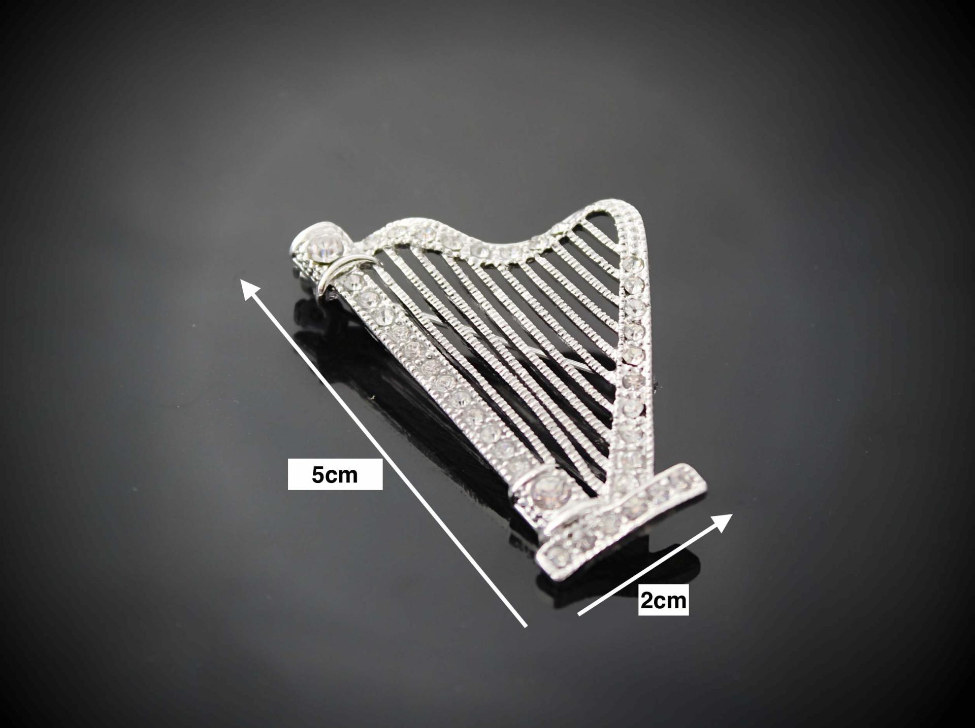 Harp Pin Brooch With Crystal