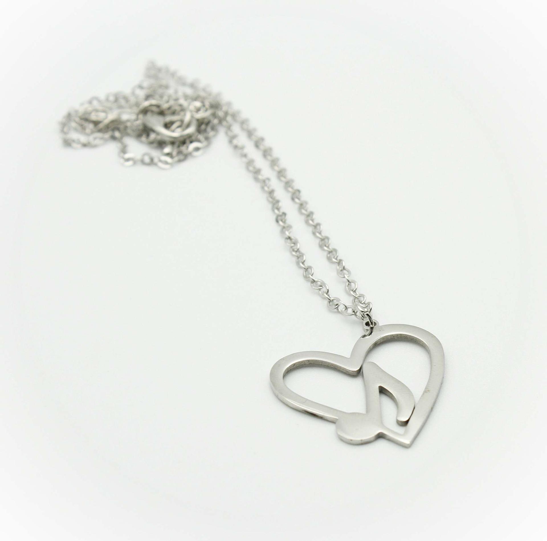 Music Note in Heart Necklace