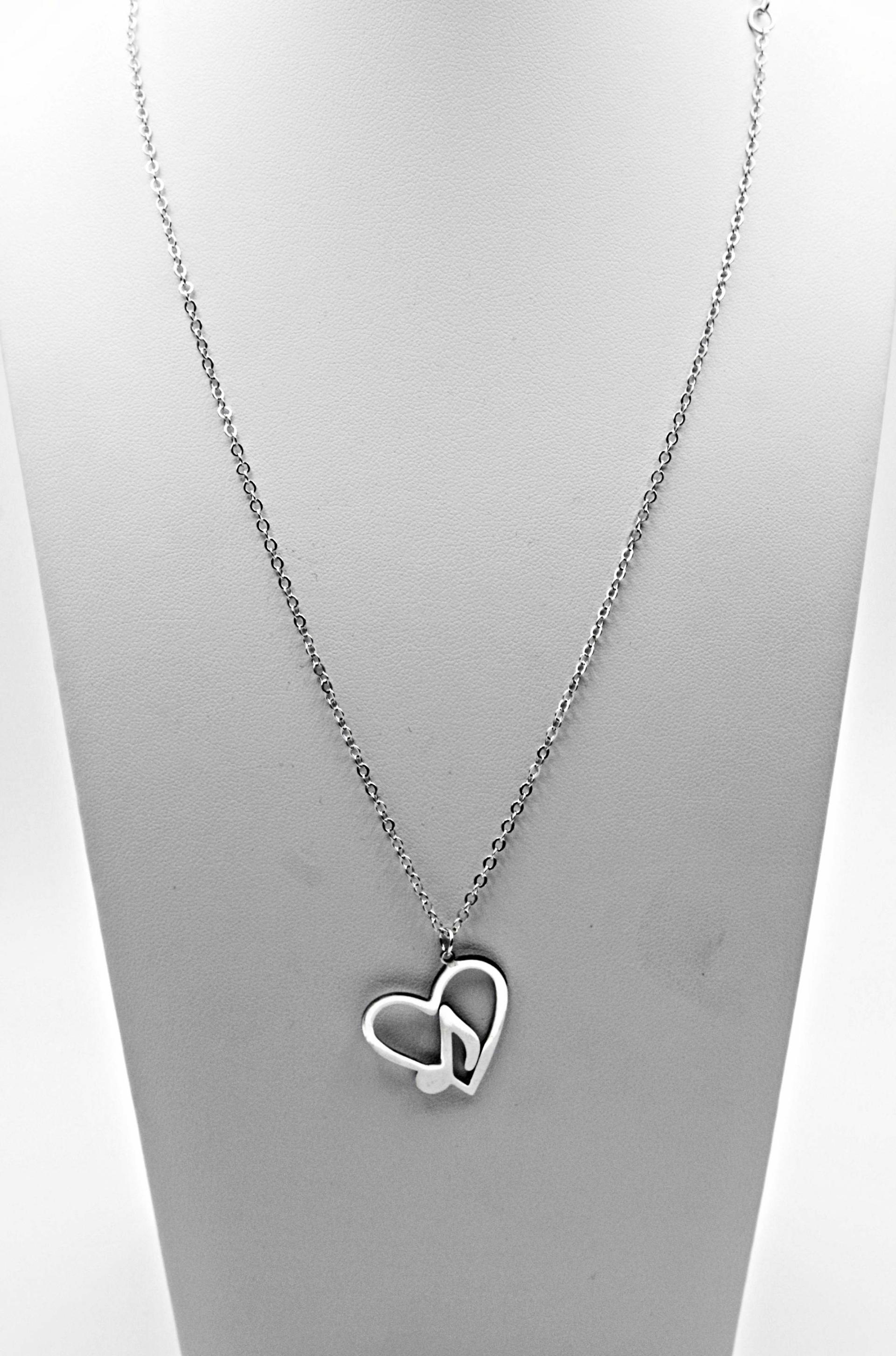 Music Note in Heart Necklace