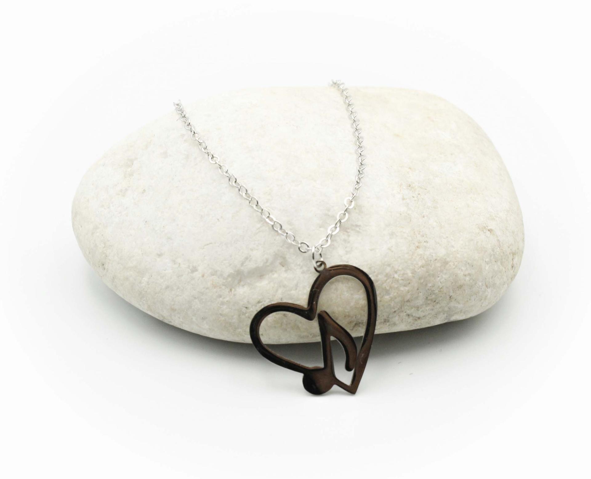 Music Note in Heart Necklace