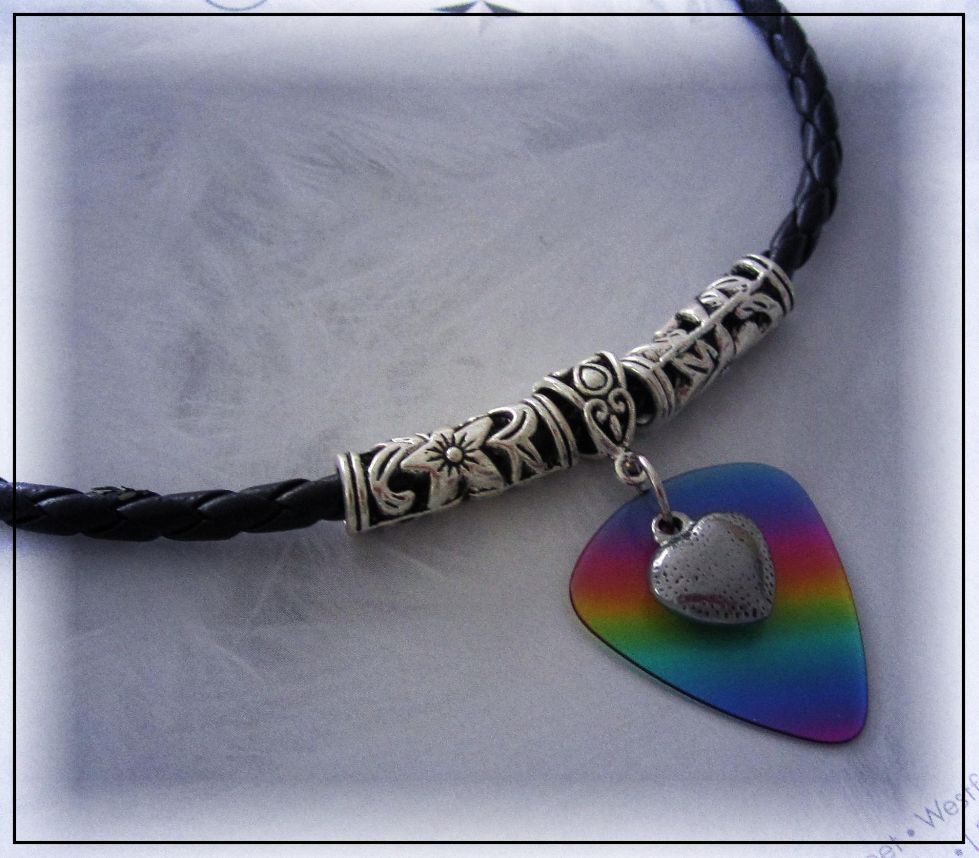 Love Heart On Guitar Pick Choker Necklace