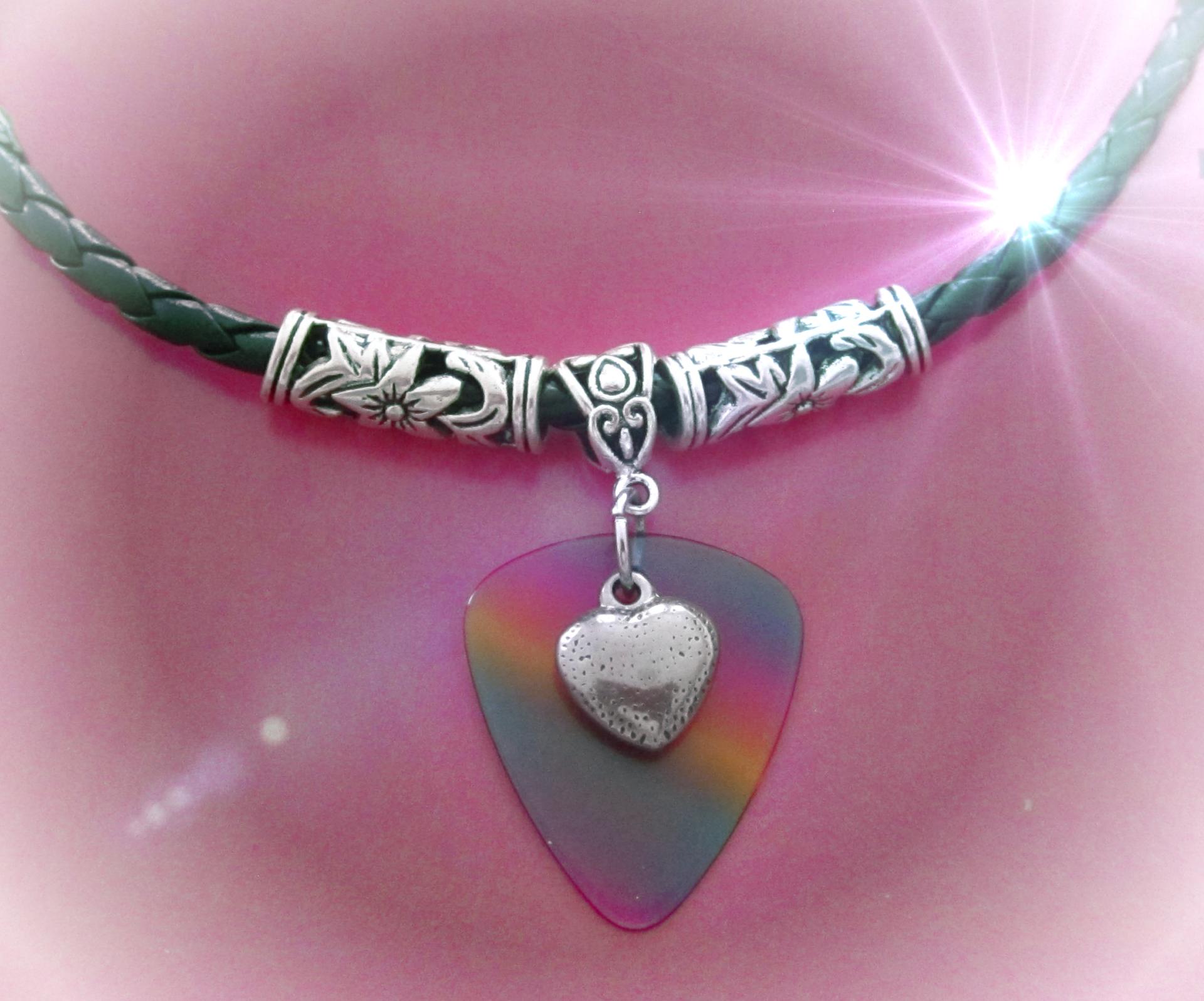 Love Heart On Guitar Pick Choker Necklace "Jazzy Style"