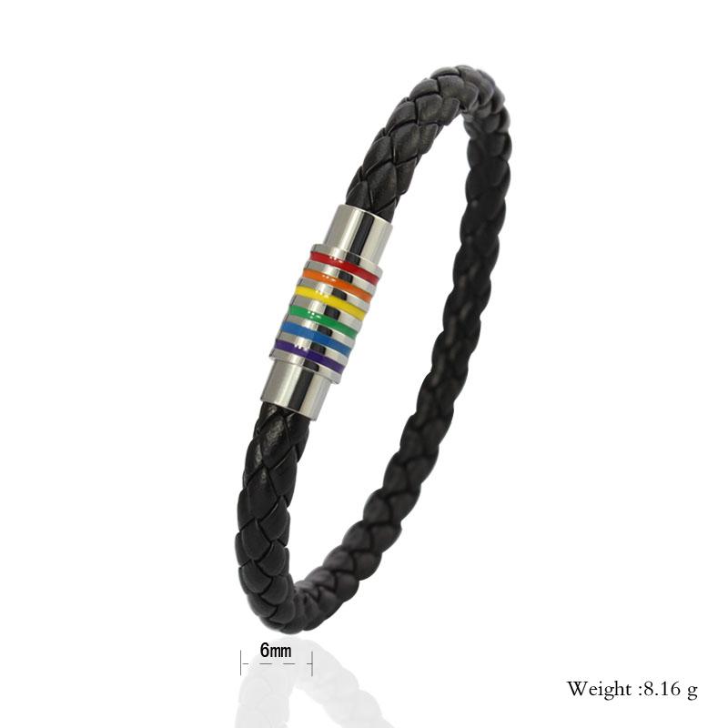 Rainbow Flag Titanium Steel Vintage Leather Bracelet