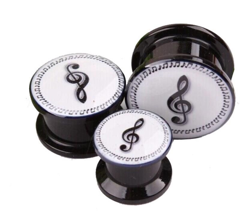 Treble Clef and Notes Ear Plug Expander Tunnel