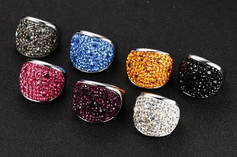 Austrian Crystal Stainless Steel Statement Ring