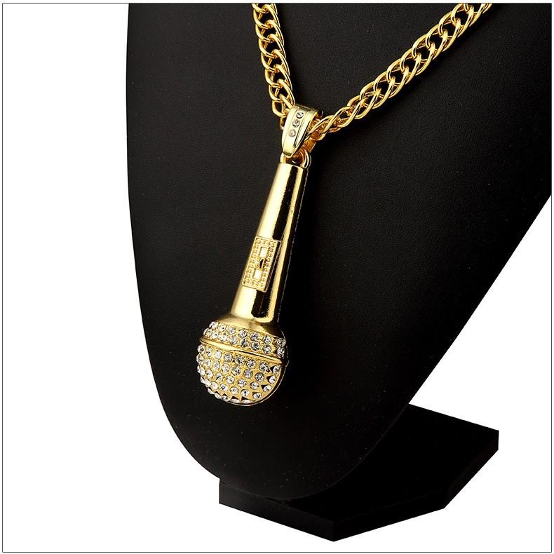 Microphone Necklace  Large Hip Hop /Rapper -Gold or Silver