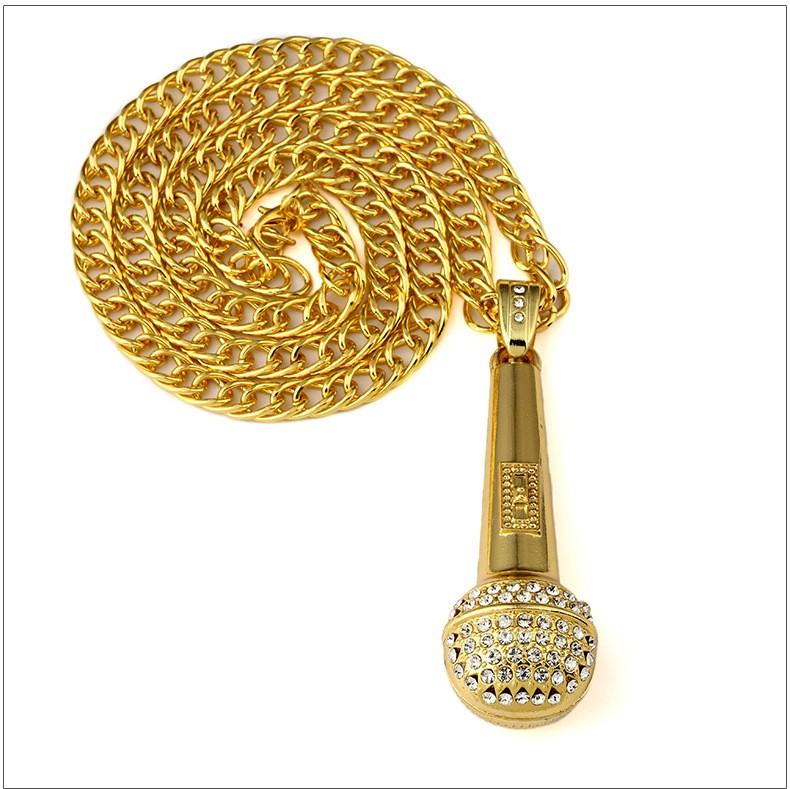 Microphone Necklace Large Hip Hop /Rapper -Gold or Silver
