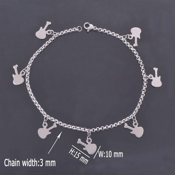 Guitar Charm Bracelet / Anklet In Stainless Steel