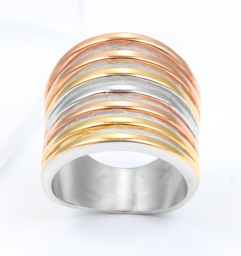 Statement Ring - Wide 3 Colour Stainless Steel