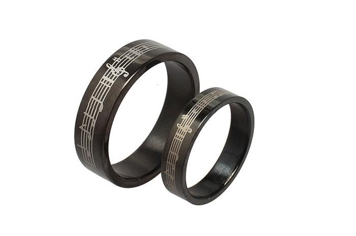 Music Ring - Romantic Black Stainless Steel Music band rings