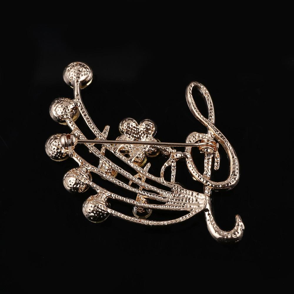 Music Note Brooch With Colourful Crystal Stones