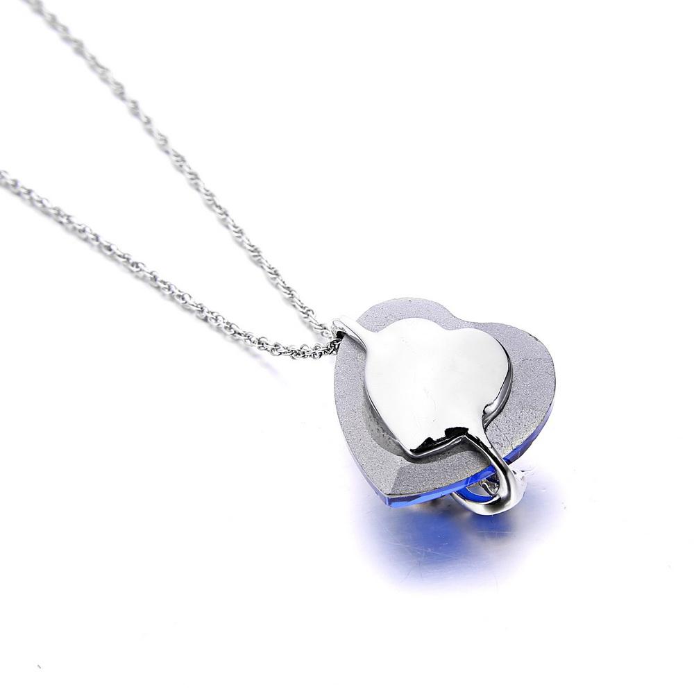 Blue Heart Crystal Music Note Necklace