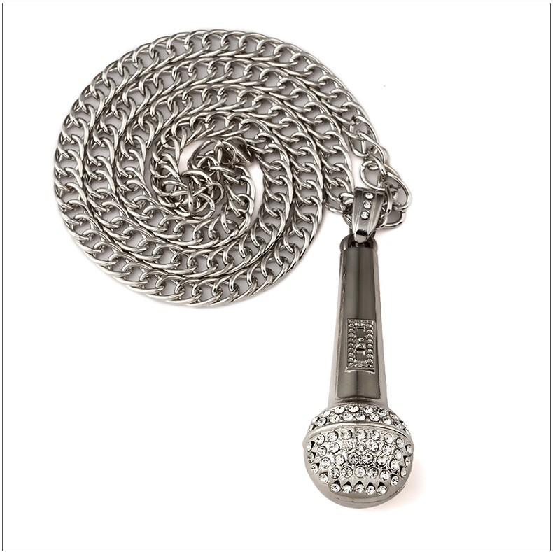 Microphone Necklace Large Hip Hop /Rapper -Gold or Silver