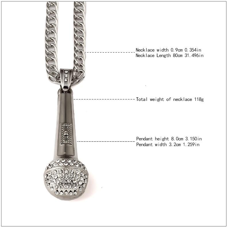 Microphone Necklace Large Hip Hop /Rapper -Gold or Silver