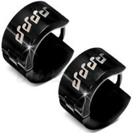 Music Note Earrings, Black  in Huggie Style