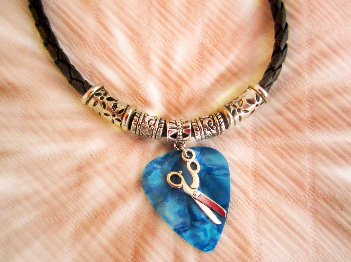 Guitar Pick necklace with Scissors