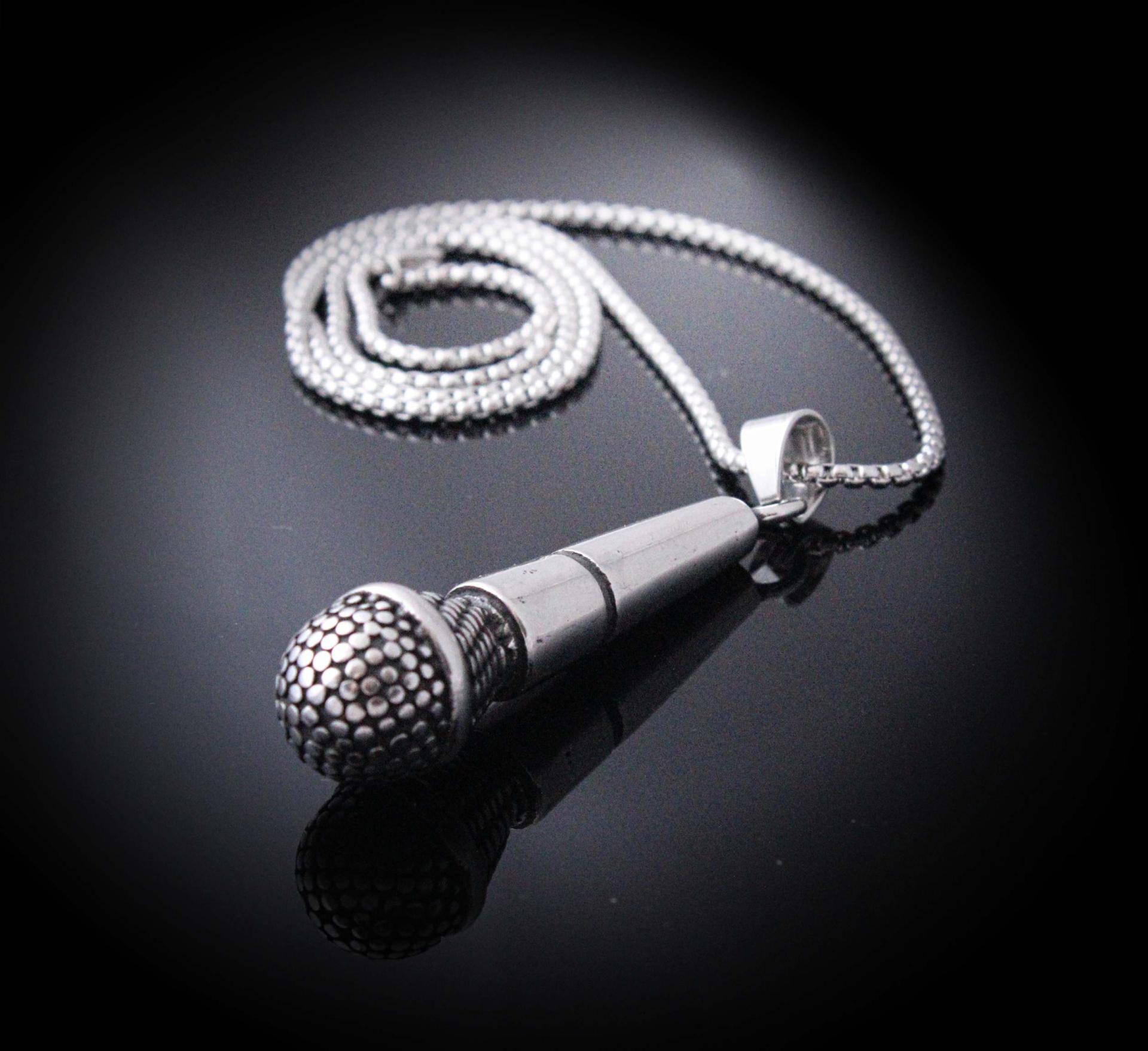 Microphone Pendant  "Jumbo Super Size" Stainless Steel