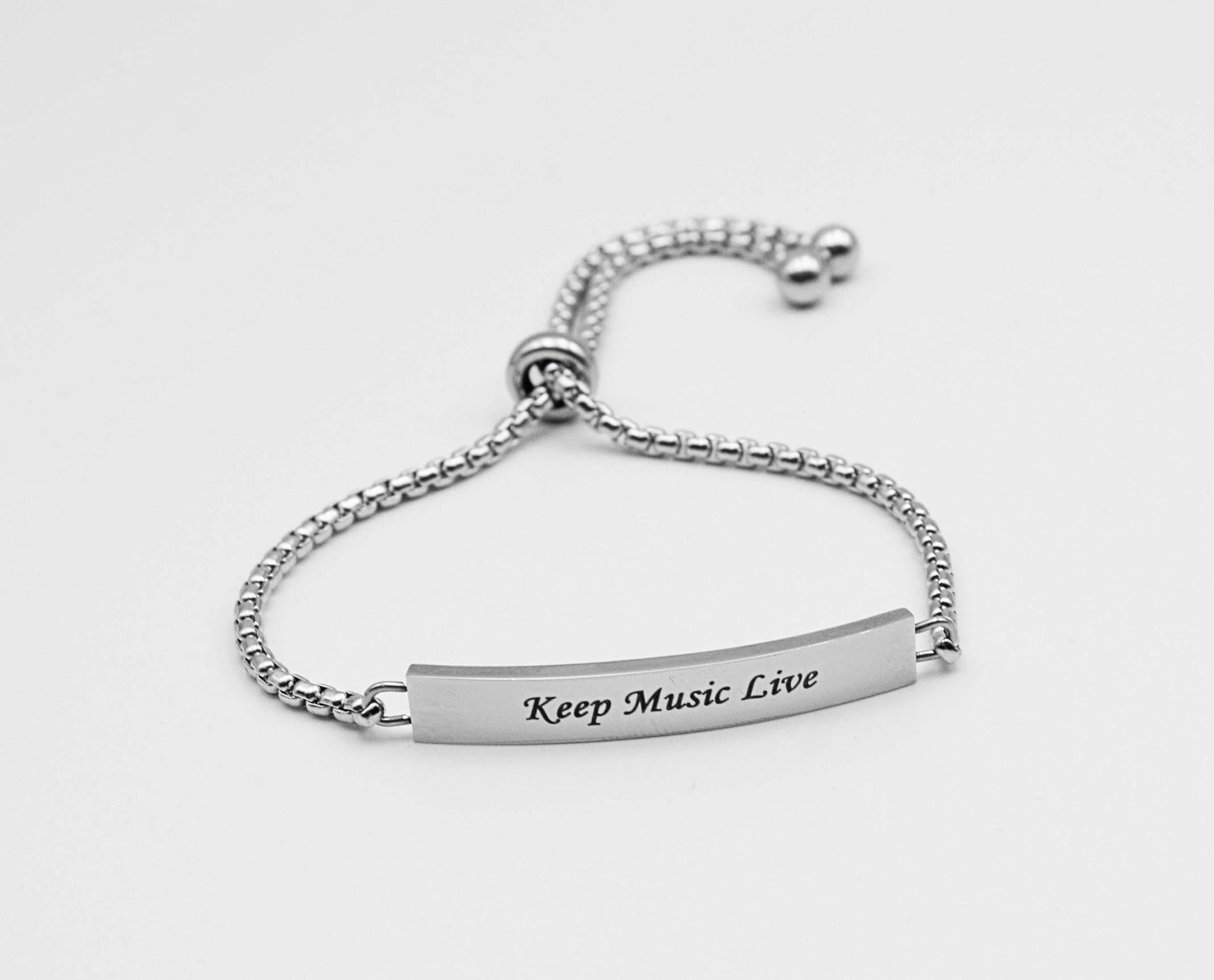 KEEP MUSIC LIVE Adjustable Stainless Steel Bracelet