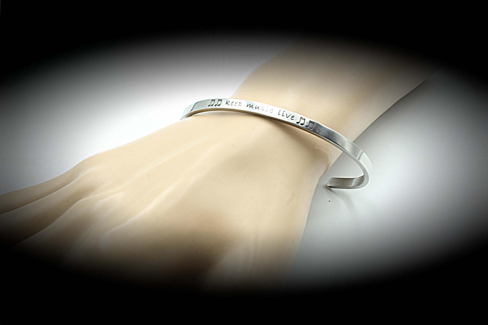 KEEP MUSIC LIVE Stainless Steel Bangle | Music Jewellery Online