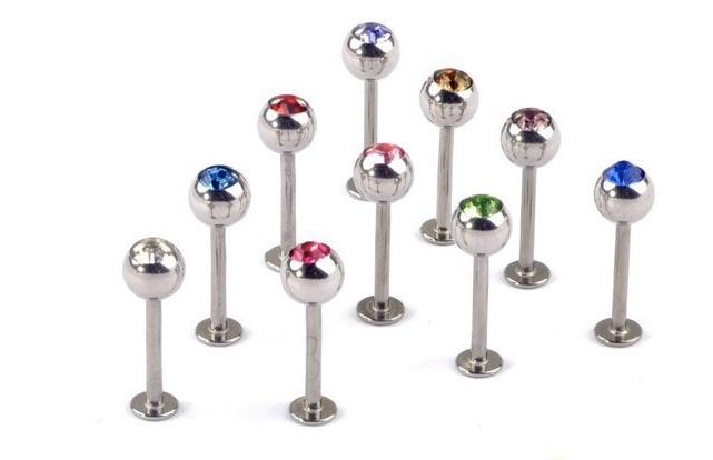 Labret Studs - Stainless Steel - Set of 10 Random Colors