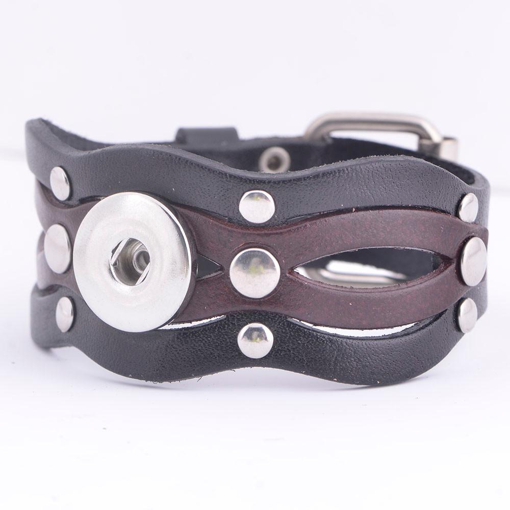 Leather Punk Bracelet With Music Snap Buttons