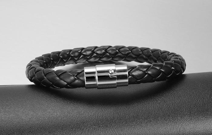 Leather and Titanium Steel Retro Bracelet