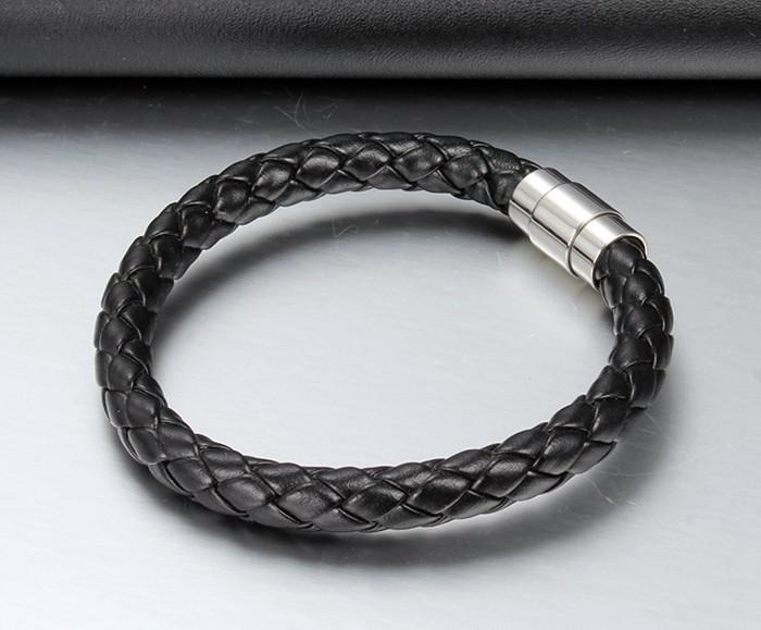 Leather and Titanium Steel Retro Bracelet