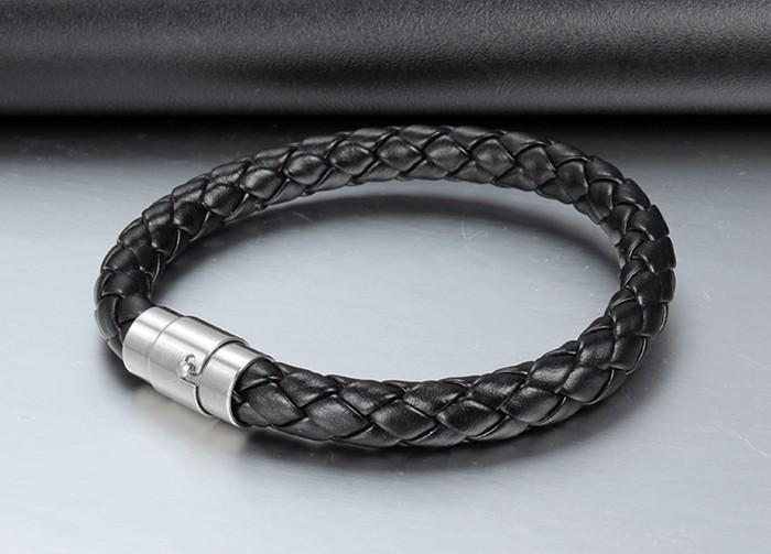 Leather and Titanium Steel Retro Bracelet