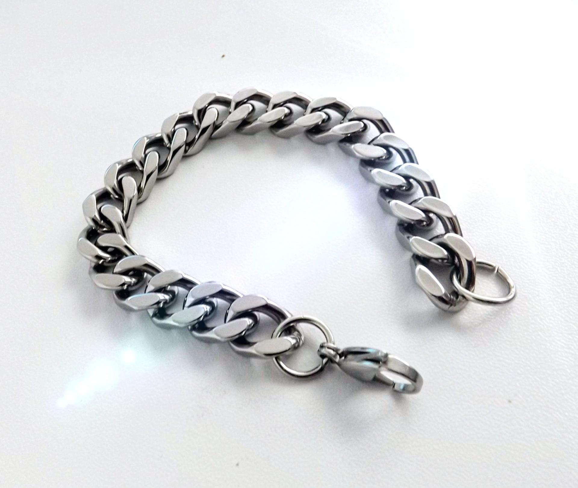 MENDEL 8" Mens Stainless Steel Cuban Link Chain Bracelet - Biker Style