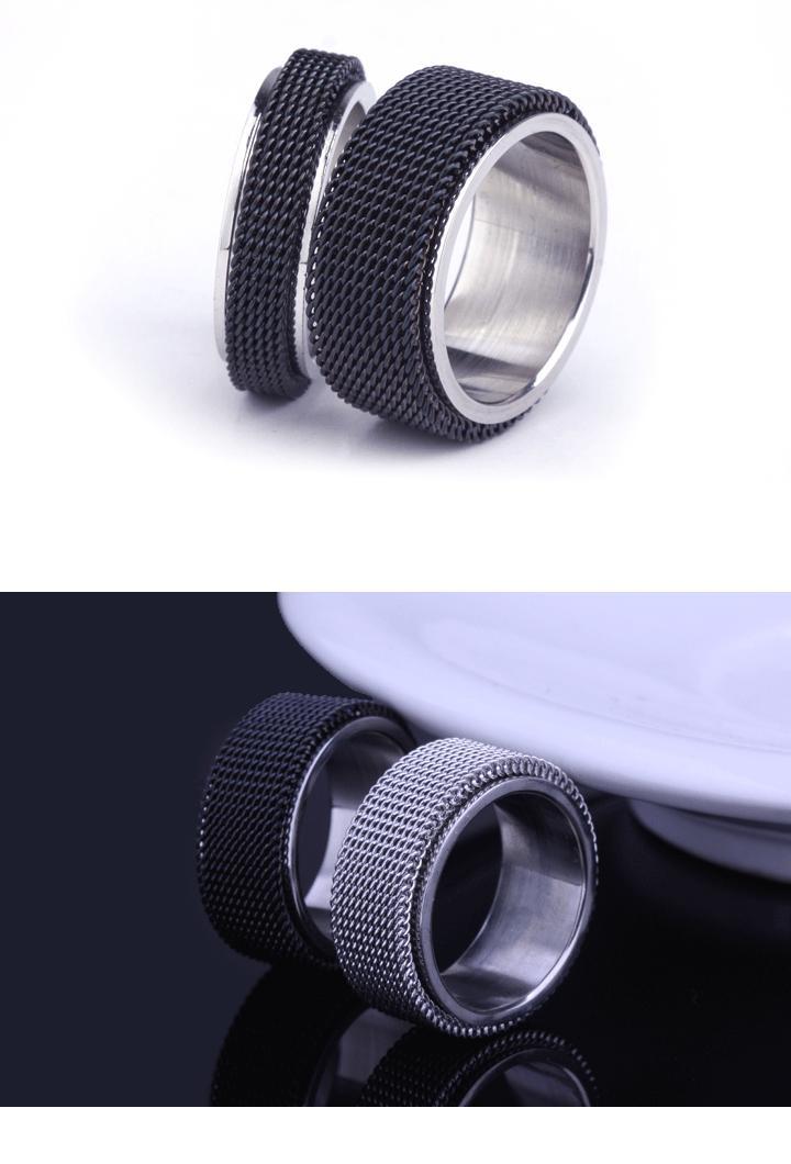 Mesh Ring in Stainless Steel - Black Mesh or Silver Mesh