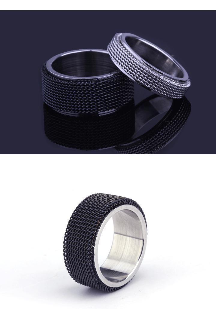 Mesh Ring in Stainless Steel - Black Mesh or Silver Mesh