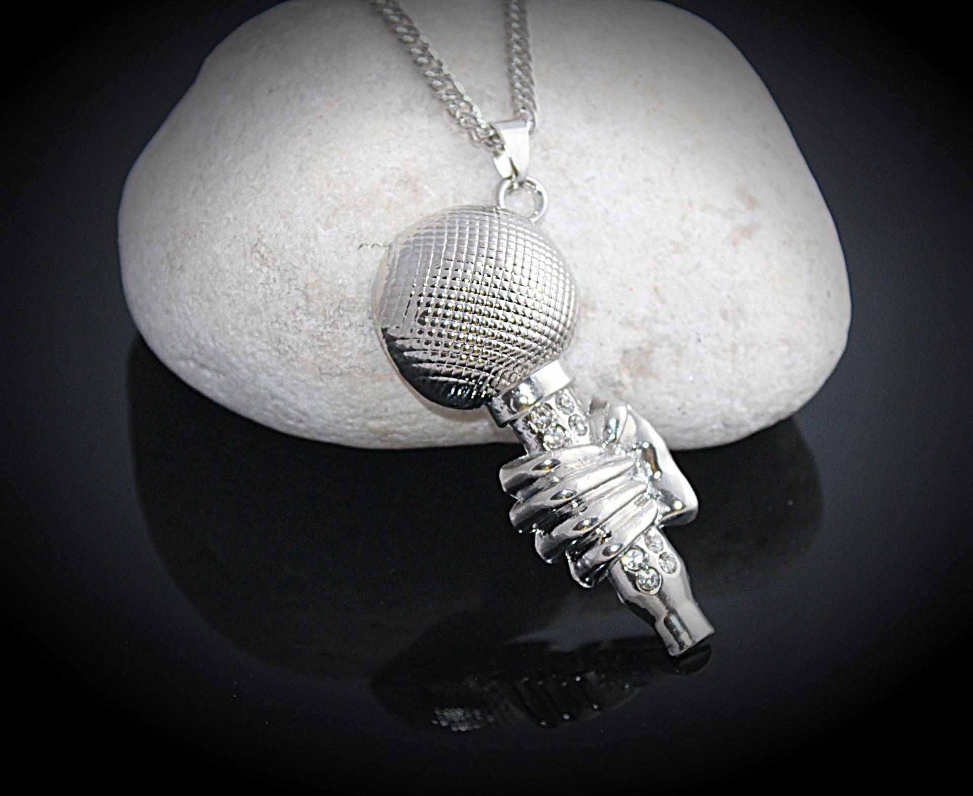 Microphone with Hand Pendant - Statement Hip Hop Style
