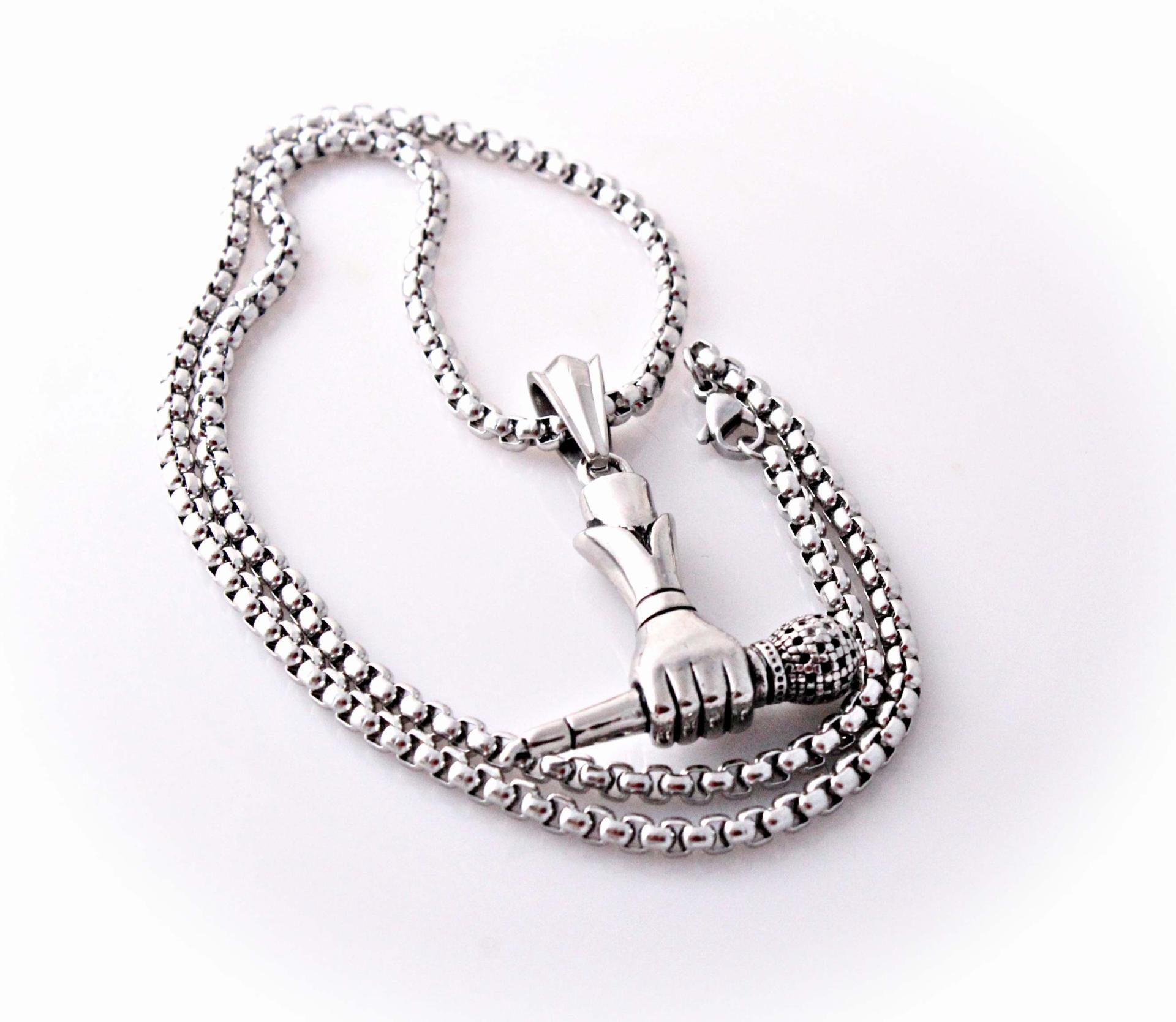 Microphone With Hand Stainless Steel Pendant
