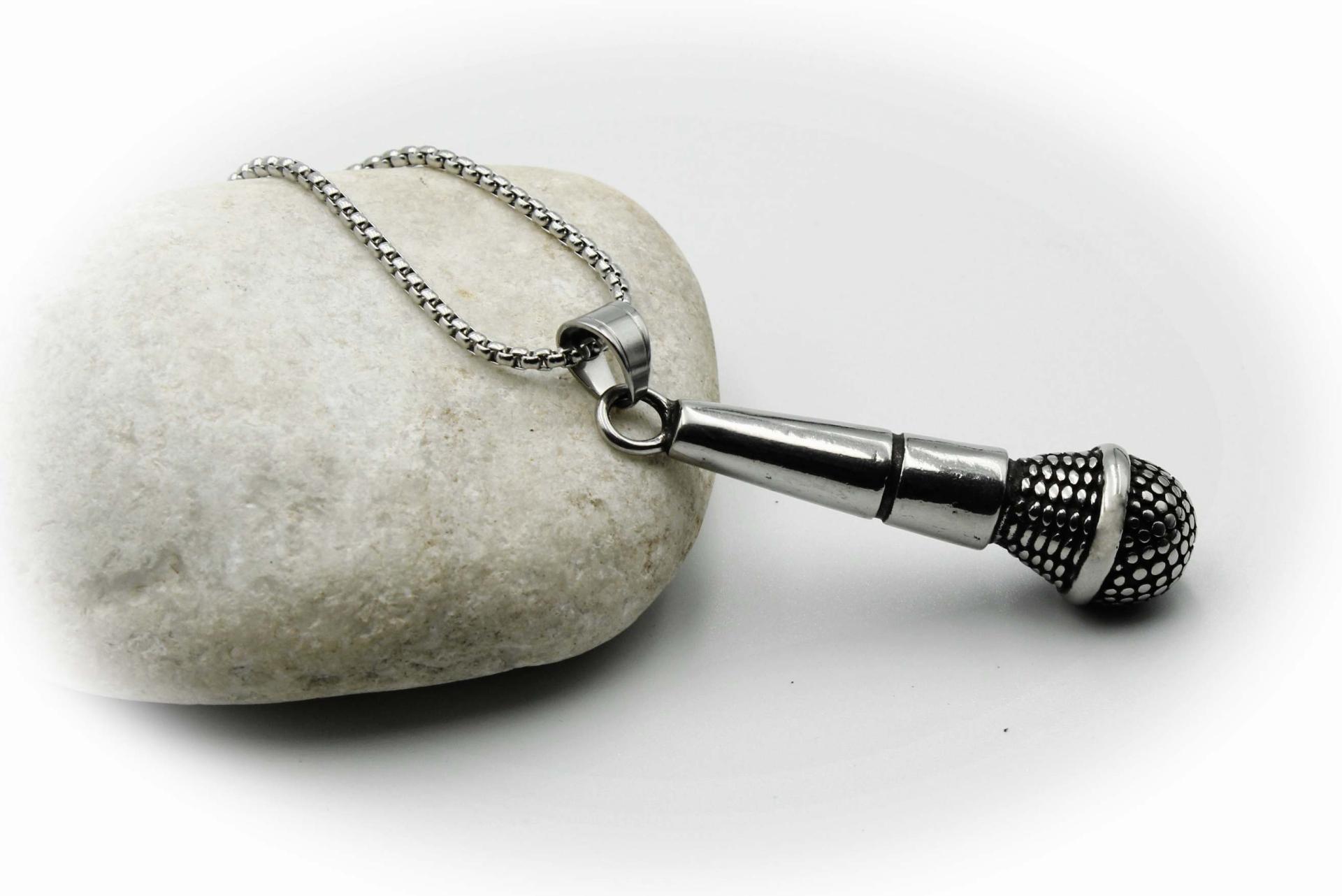 Microphone Pendant  "Jumbo Super Size" Stainless Steel