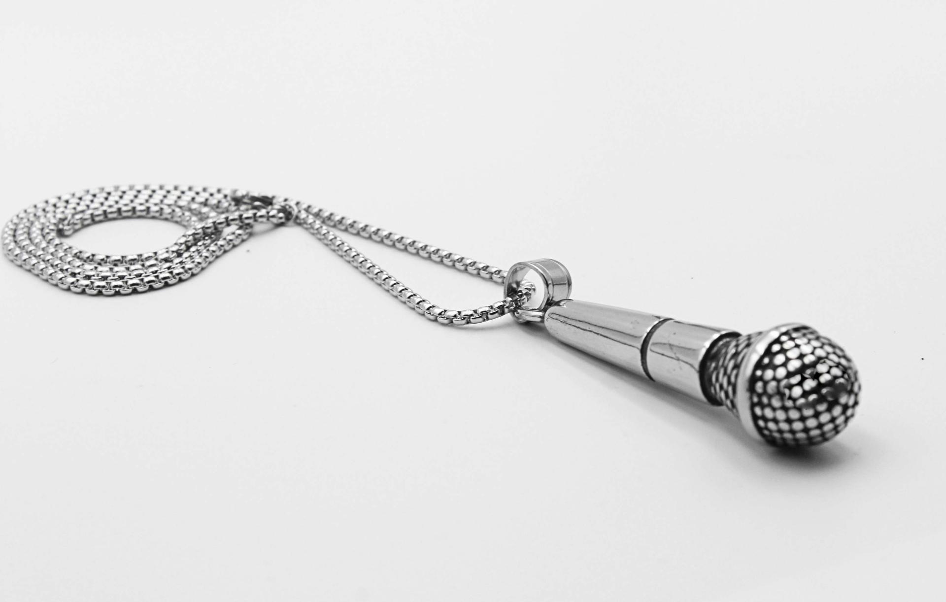 Microphone Pendant  "Jumbo Super Size" Stainless Steel