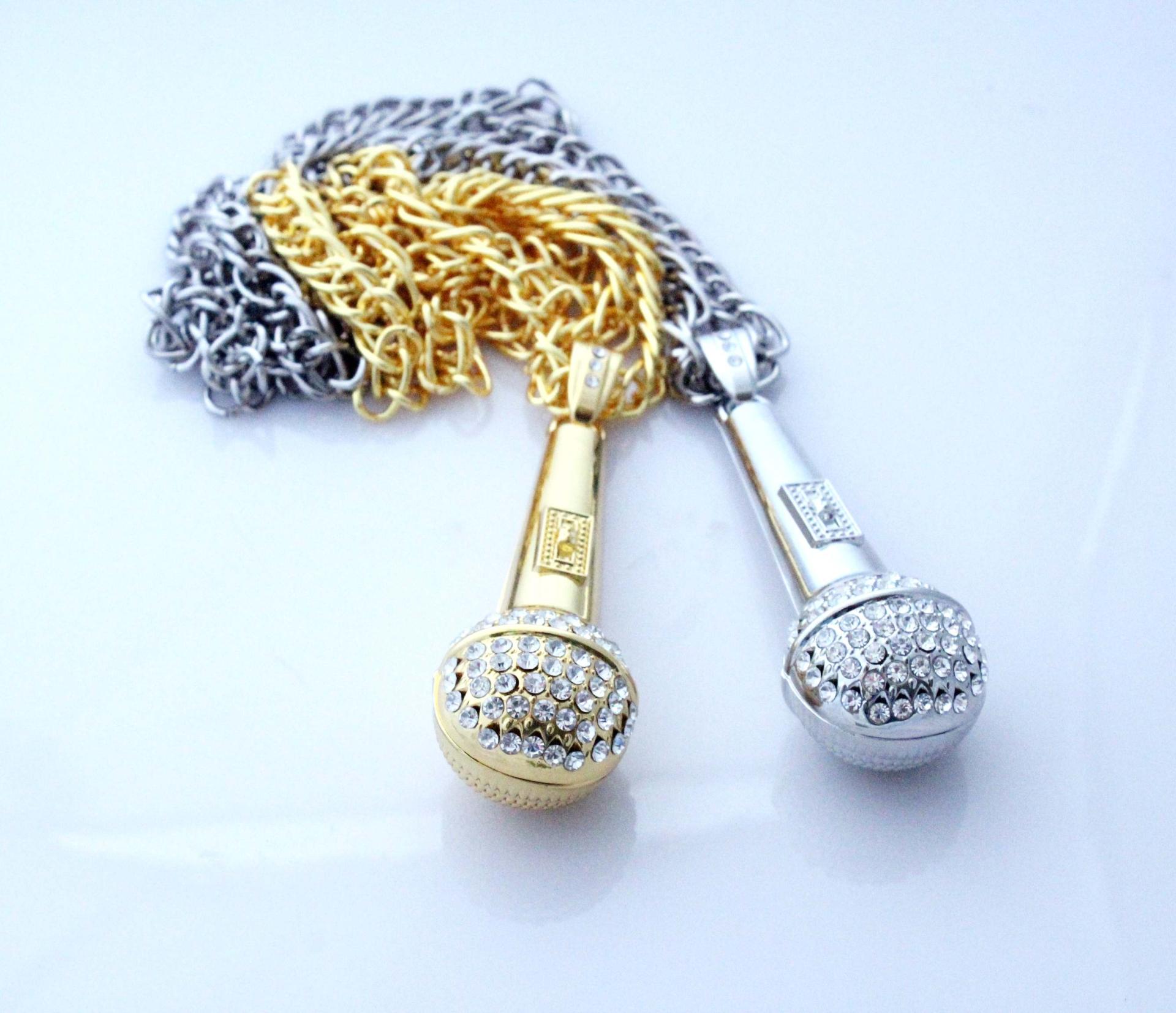 Microphone Necklace  Large Hip Hop /Rapper -Gold or Silver