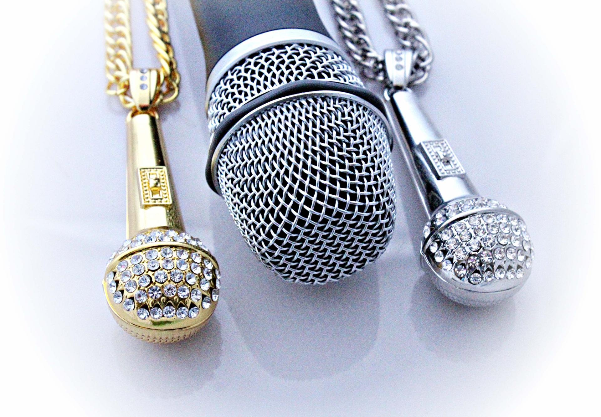 Microphone Necklace Large Hip Hop /Rapper -Gold or Silver