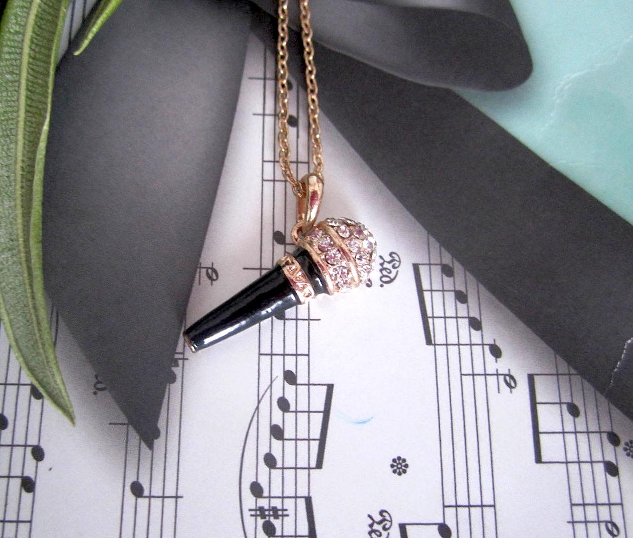 Microphone Necklace Gold Style