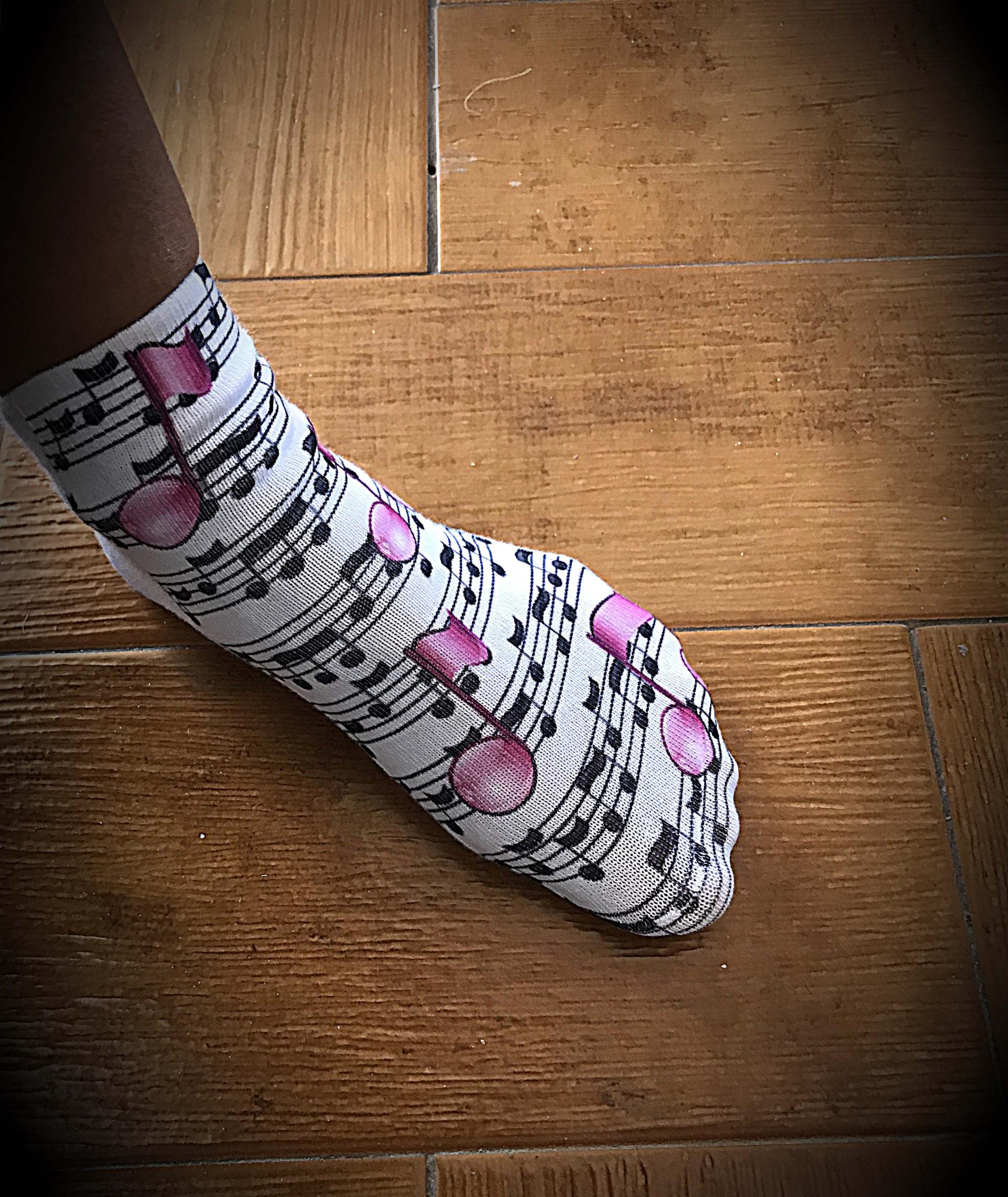 socks with a music note theme