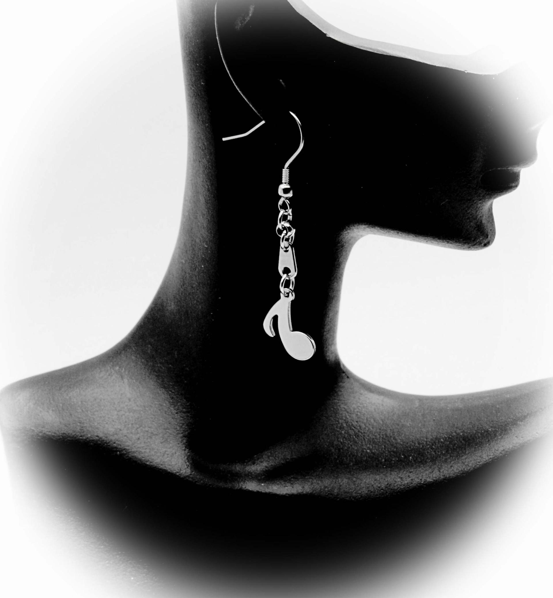 Music Note Drop Earrings Eighth Note (Quaver)