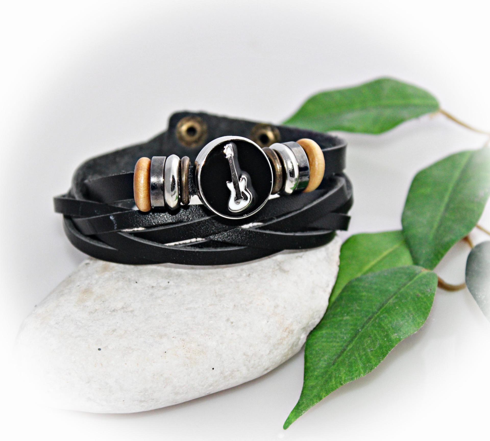 Leather Multilayer Bracelet with Music Snap Buttons