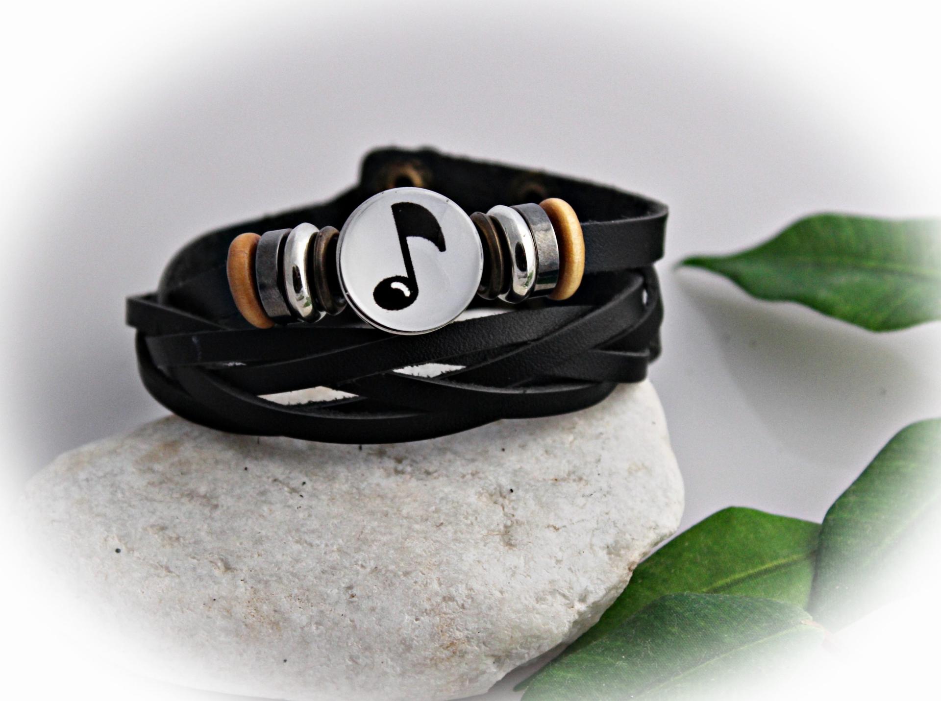 Leather Multilayer Bracelet with Music Snap Buttons