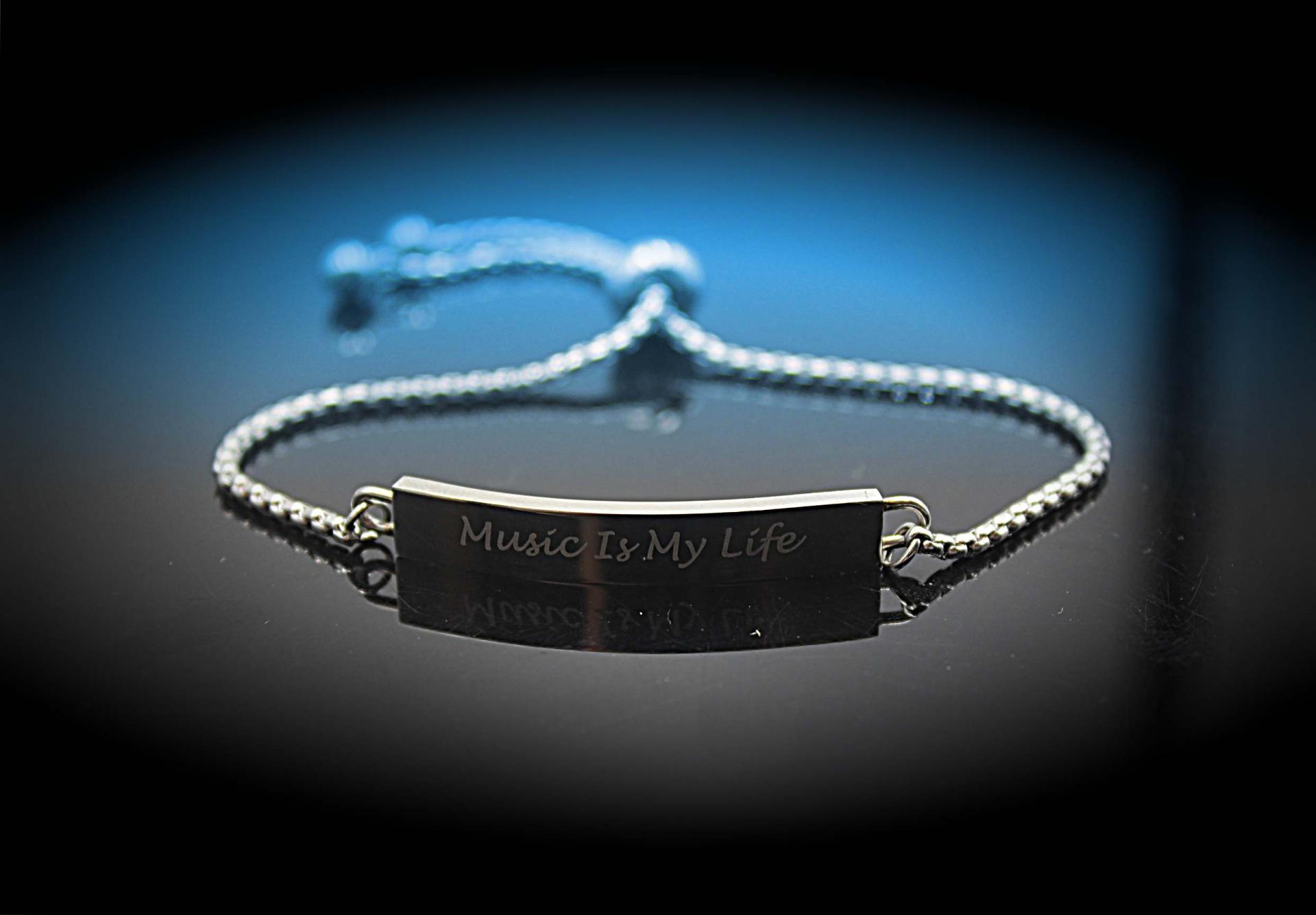 Music Is My Life Inspirational Stainless Steel Bracelet