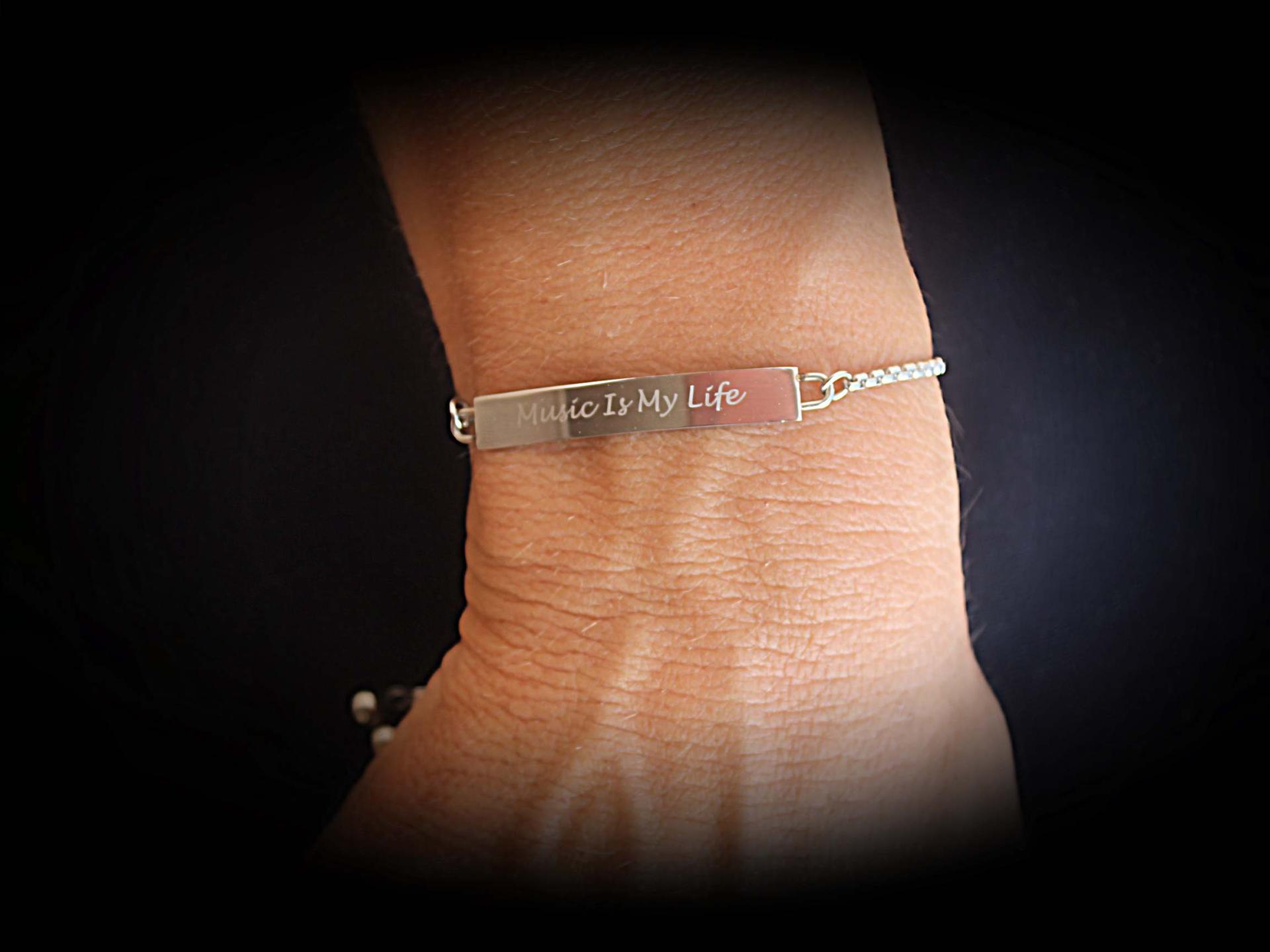 Music Is My Life Inspirational Stainless Steel Bracelet