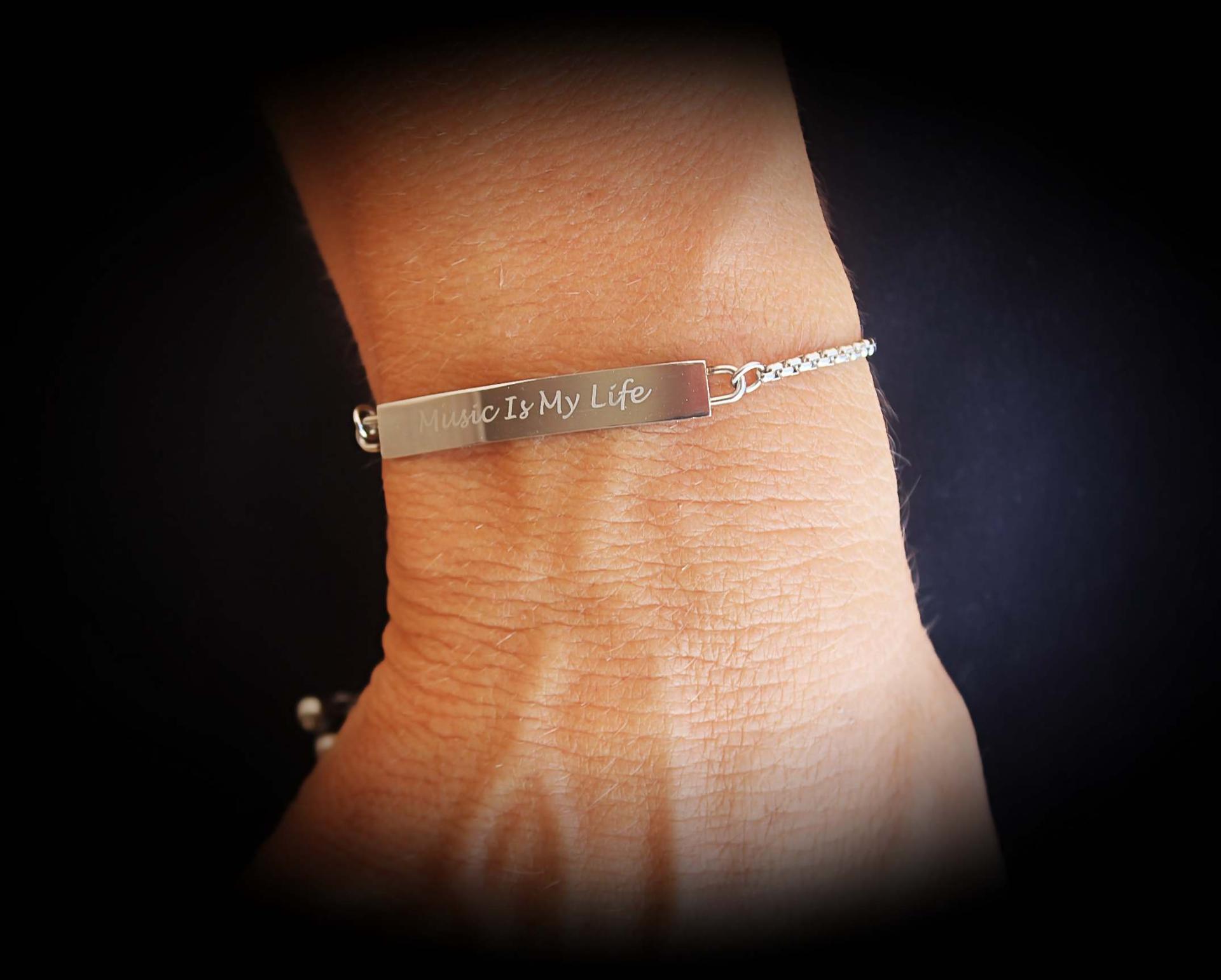 Music Is My Life Inspirational Stainless Steel Bracelet