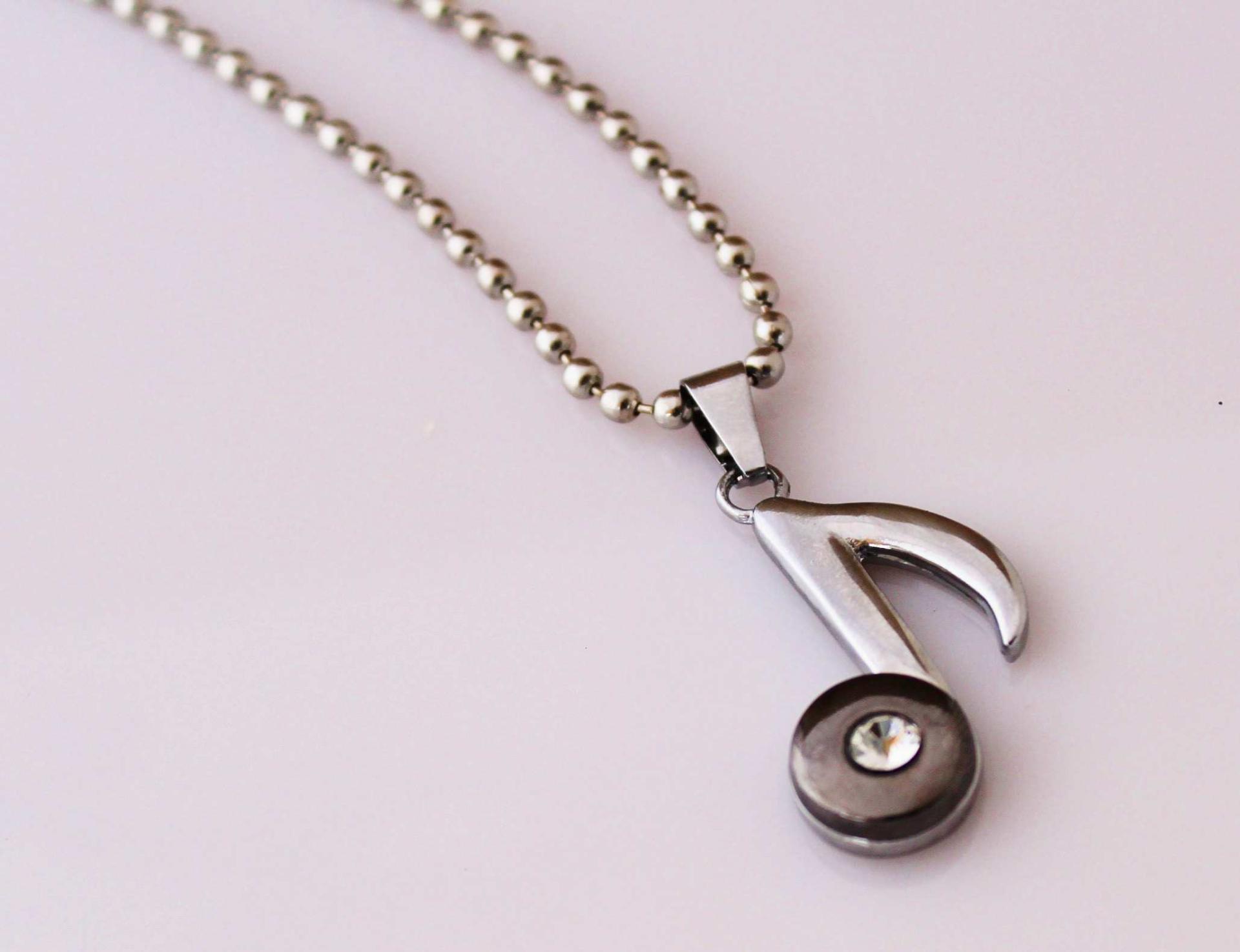 Musical Eight Note Bar Charm Pendant with CZ Stone