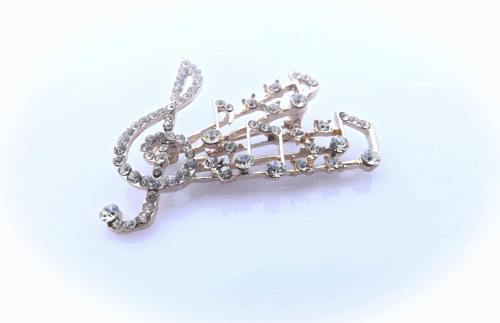 Music Note and Clef Brooch with Austrian Crystals